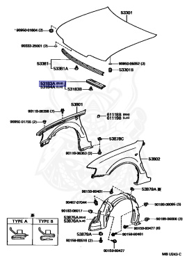53183-18010 - Toyota - Headlamp Cover Seal, Rh - Nengun Performance