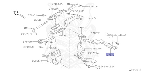 27832-0W000 - Nissan - Duct, Heater Floor Rear Rh - Nengun Performance