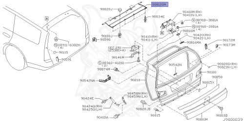 90816-AQ00A - Nissan - BACK DOOR CENTER FINISHER ASSEMBLY - Nengun ...