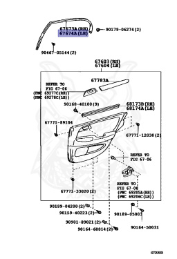 67674-30020 - Toyota - Rear Door Frame Garnish, Lh - Nengun Performance