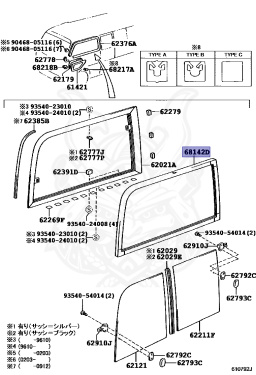68142-36013 - Toyota - Side Front Window Runner, Lh - Nengun Performance