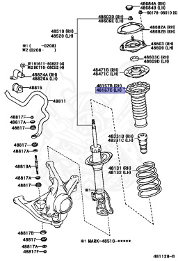 48157-52010 - Toyota - Front Coil Spring Upper Insulator - Nengun ...