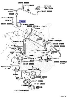 17308-88381 - Toyota - Vacuum Hose Sub-assy (for Idle-up) - Nengun ...