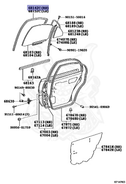 68142-12110 - Toyota - Run, Rear Door Glass, Rh - Nengun Performance
