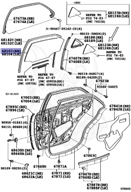 68113-30800 - Toyota - Glass Sub-assy, Rear Door, Rh - Nengun Performance
