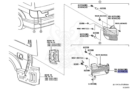 089150 81591-58090 - Toyota - REAR LAMP LENS AND BODY, LH - Nengun Performance