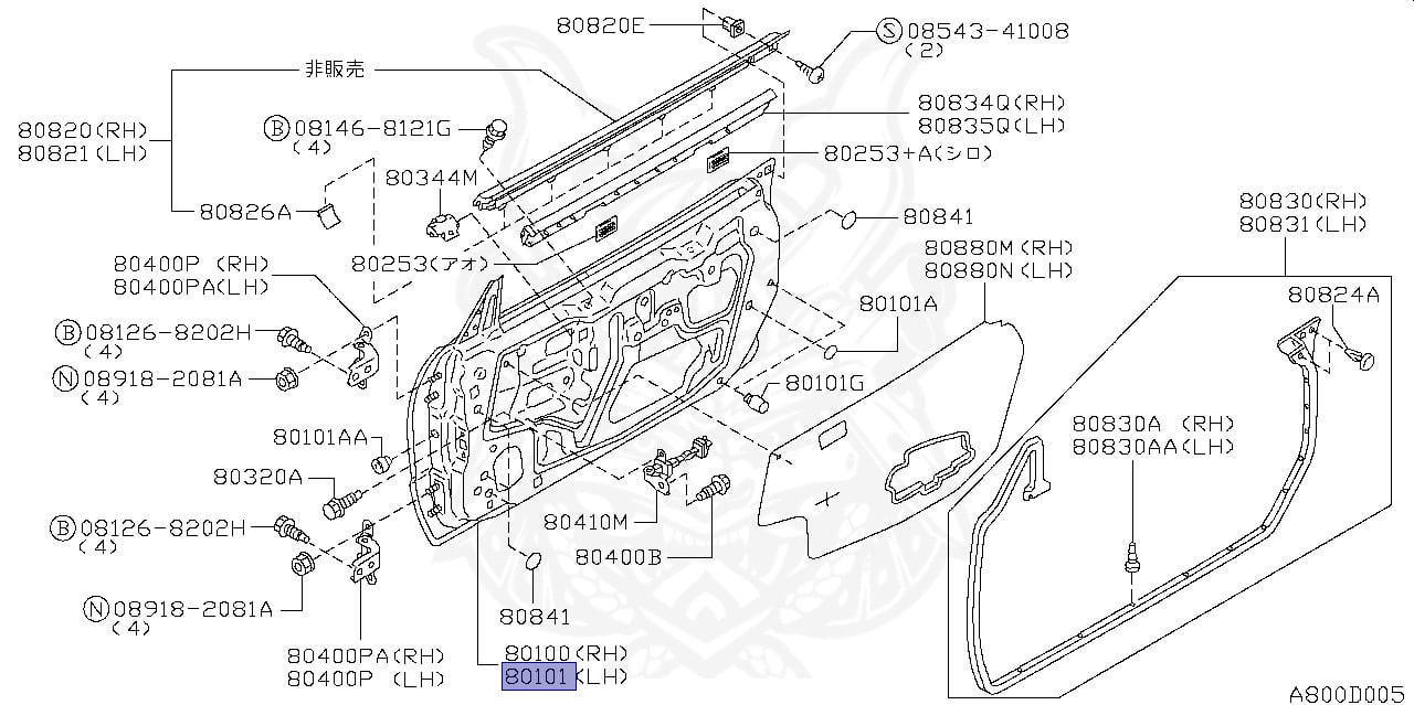 H0101-AA1AZ - Nissan - Front Door Assembly, LH - Nengun Performance