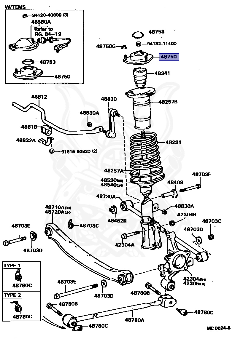 48750-32040 - Toyota - REAR SUSPENSION SUPPORT ASSY - Nengun