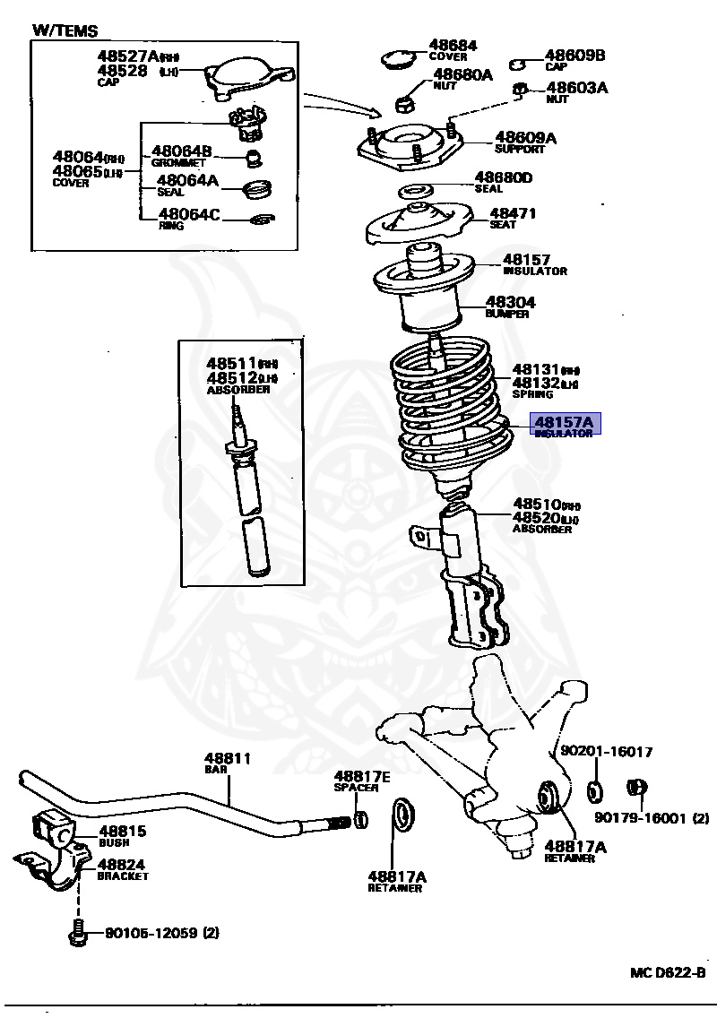 【K】 48158-32020 - Toyota - Insulator, Front Coil Spring, Lower