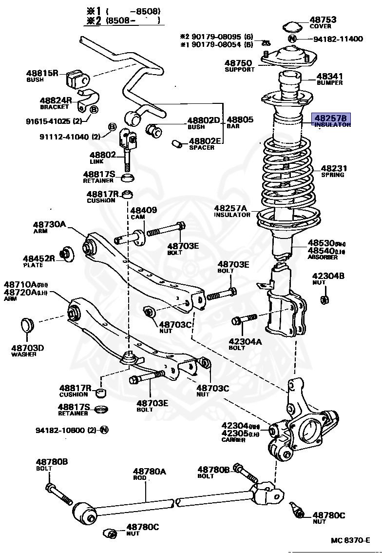 48257-32030 - Toyota - Insulator, Rear Coil Spring, Upper - Nengun