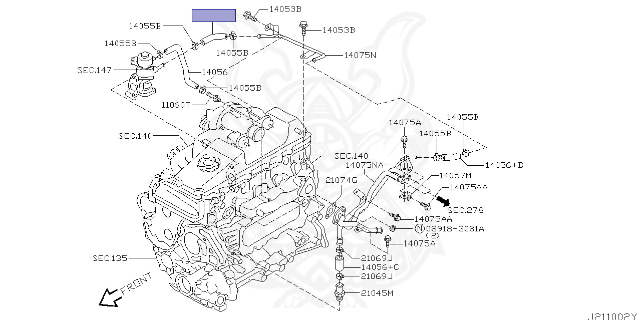 14056-2W204 - Nissan - HOSE, WATER - Nengun Performance