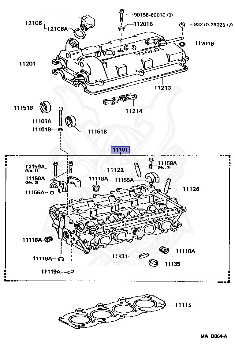 なみ 11101-88481 - Toyota - Head Sub-assy, Cylinder - Nengun