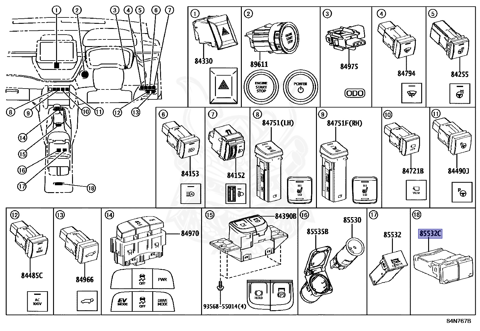85532-33020 - Toyota - SOCKET, USB CHARGER - Nengun Performance