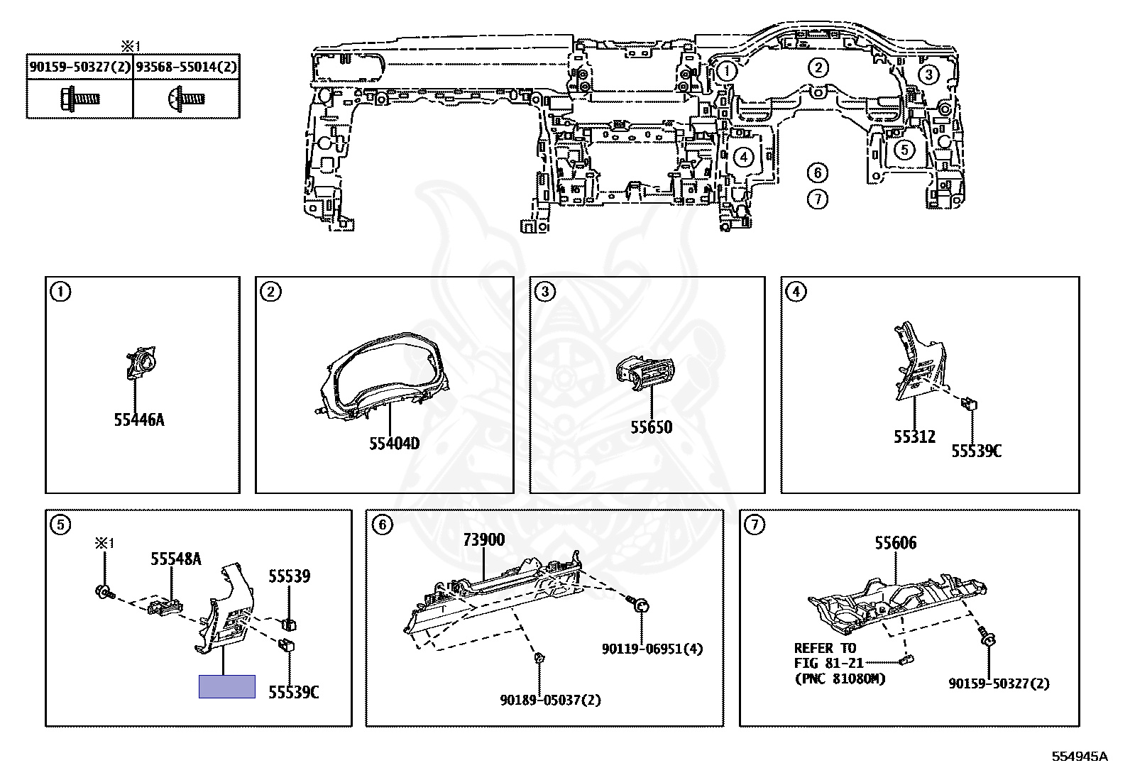 55432-60570-E0 - Toyota - PANEL, INSTRUMENT PANEL FINISH, LOWER NO