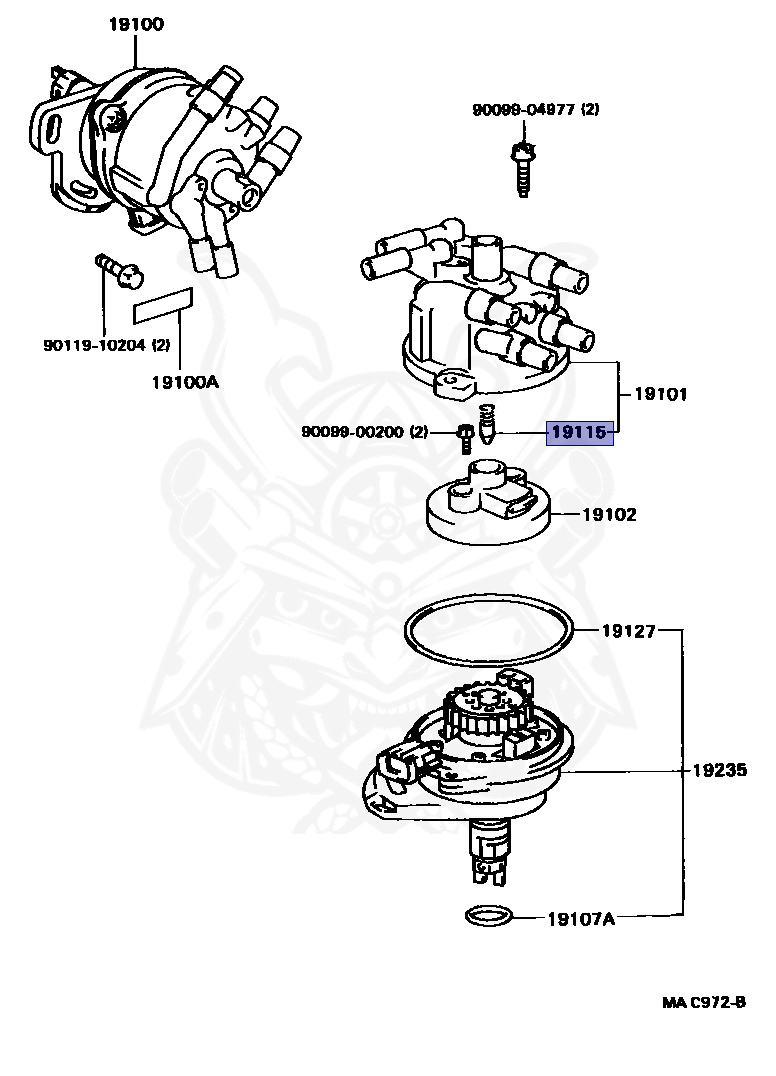 19115-88280 - Toyota - Center Piece, Distributor Cap