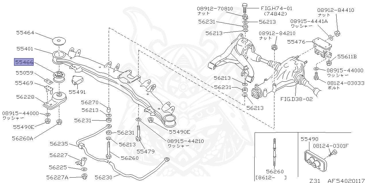 とん 55466-01P10 - Nissan - Insulator, Mounting Member - Nengun Performance