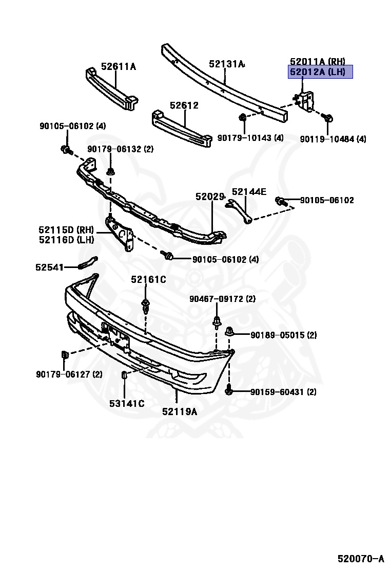 52012-22240 - Toyota - Arm Sub-assy, Front Bumper, Lh - Nengun