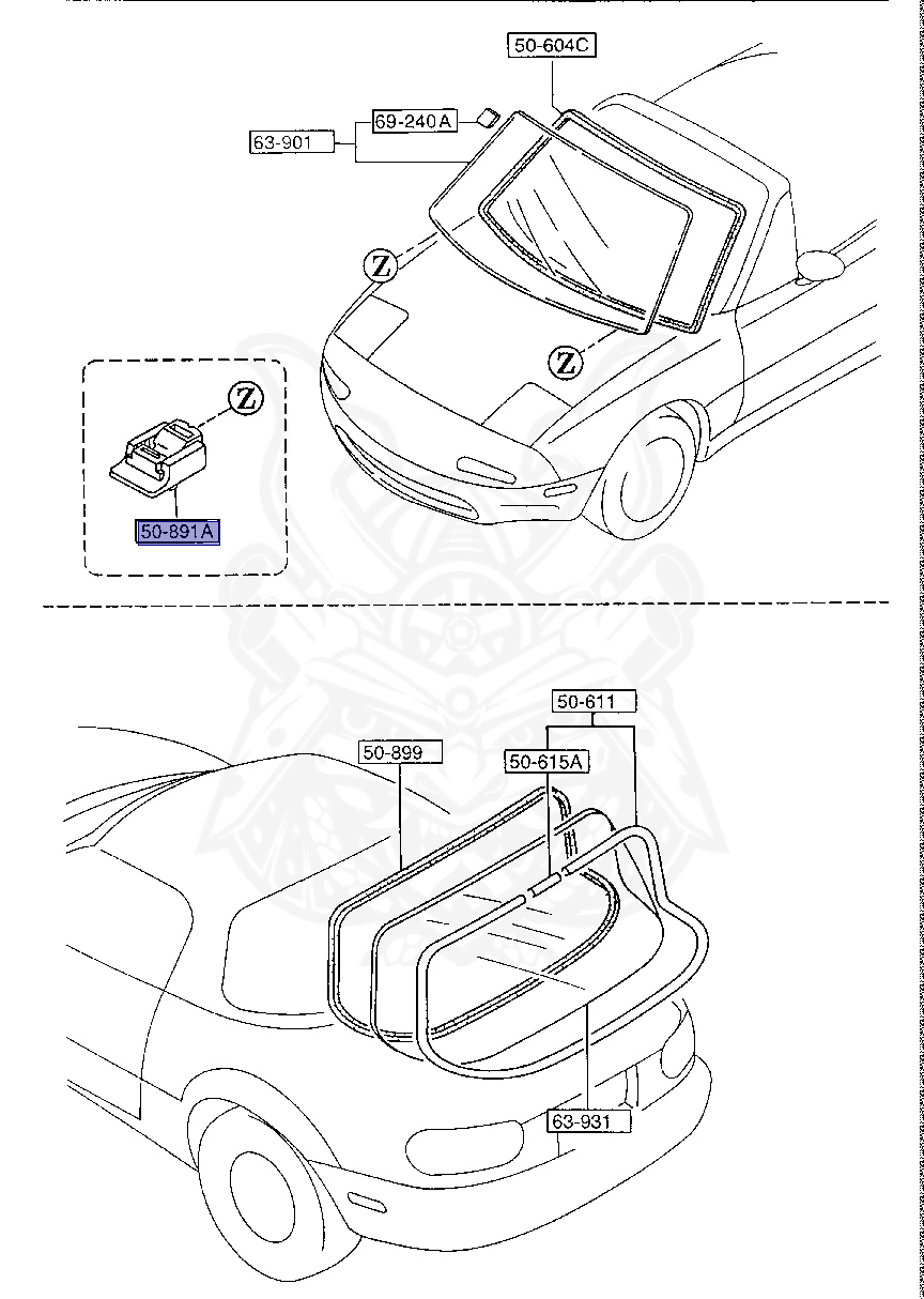 E040-50-891 - Mazda - Window Spacer - Nengun Performance