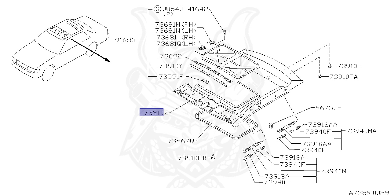 73910-91L73 - Nissan - Headliner Assembly - Nengun Performance