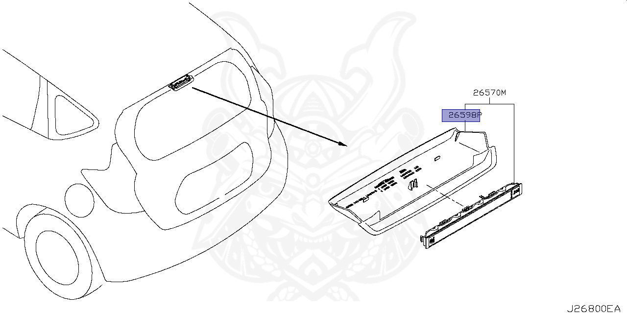 tanaページ 26598-3VA0A - Nissan - Cover, High Mounting Stop Lamp - Nengun
