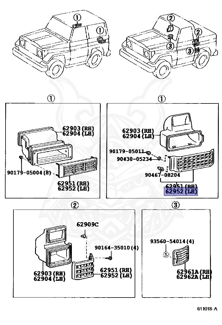 その他 J 62951-90K00 - Toyota - Louver, Vent, Inner Lh - Nengun Performance