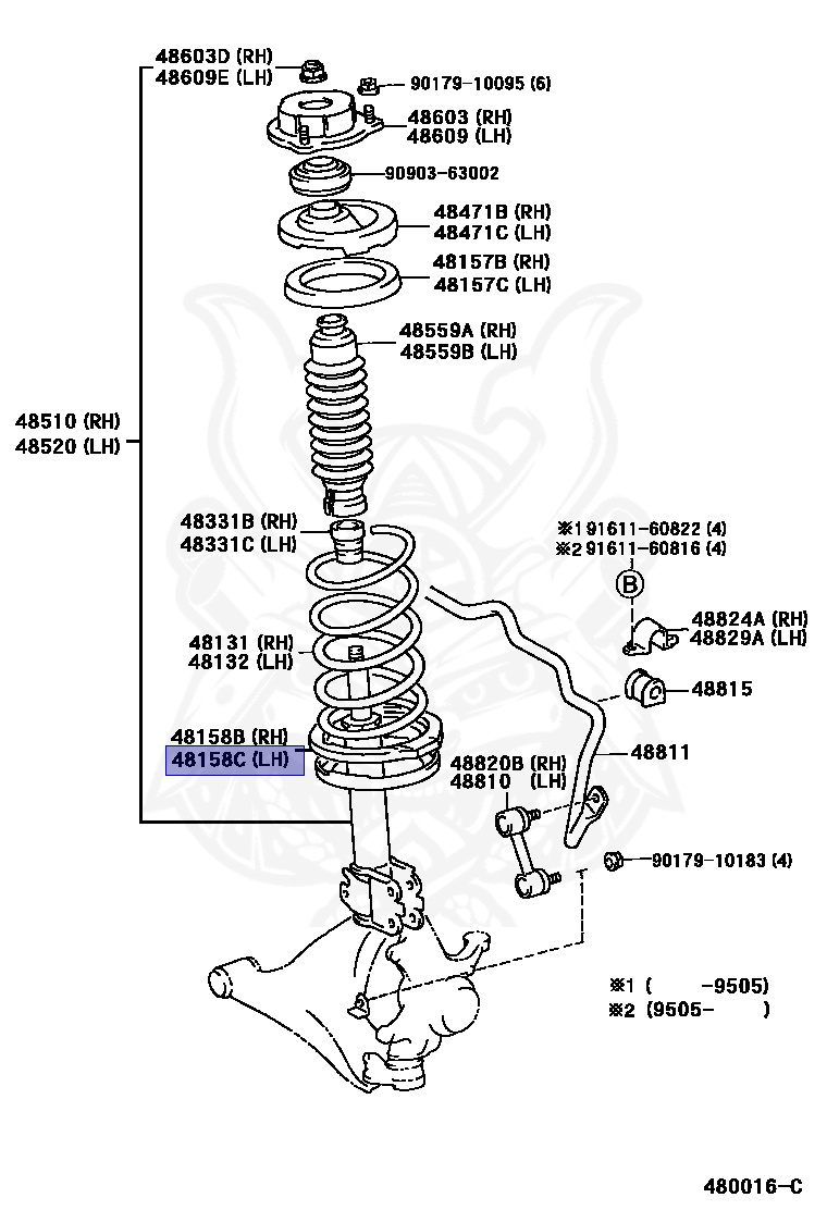 パーツ Umi 48158-20100 - Toyota - Insulator, Front Coil Spring, Lower Lh or