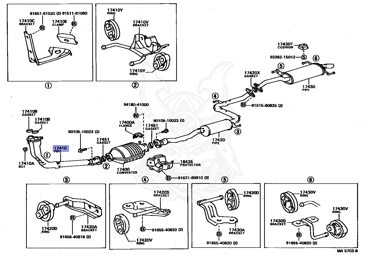 17410-63020 - Toyota - Front Pipe Assy, Exhaust - Nengun