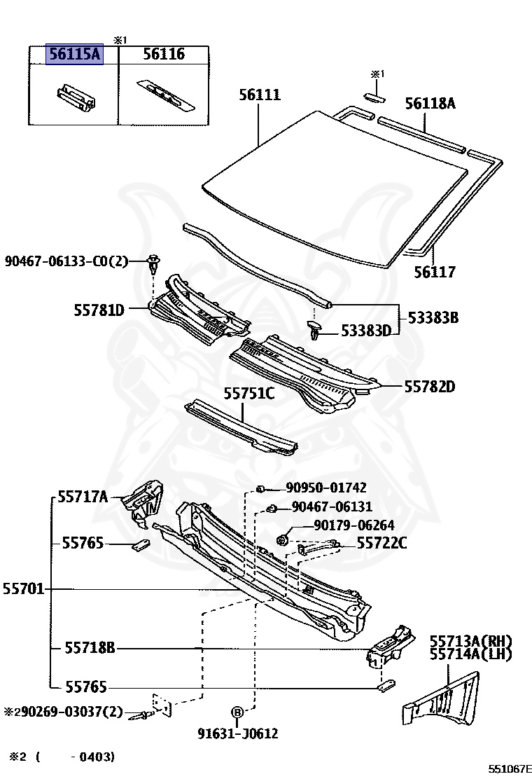 56115-30100 - Toyota - Stopper No.1 Back Window Glass - Nengun