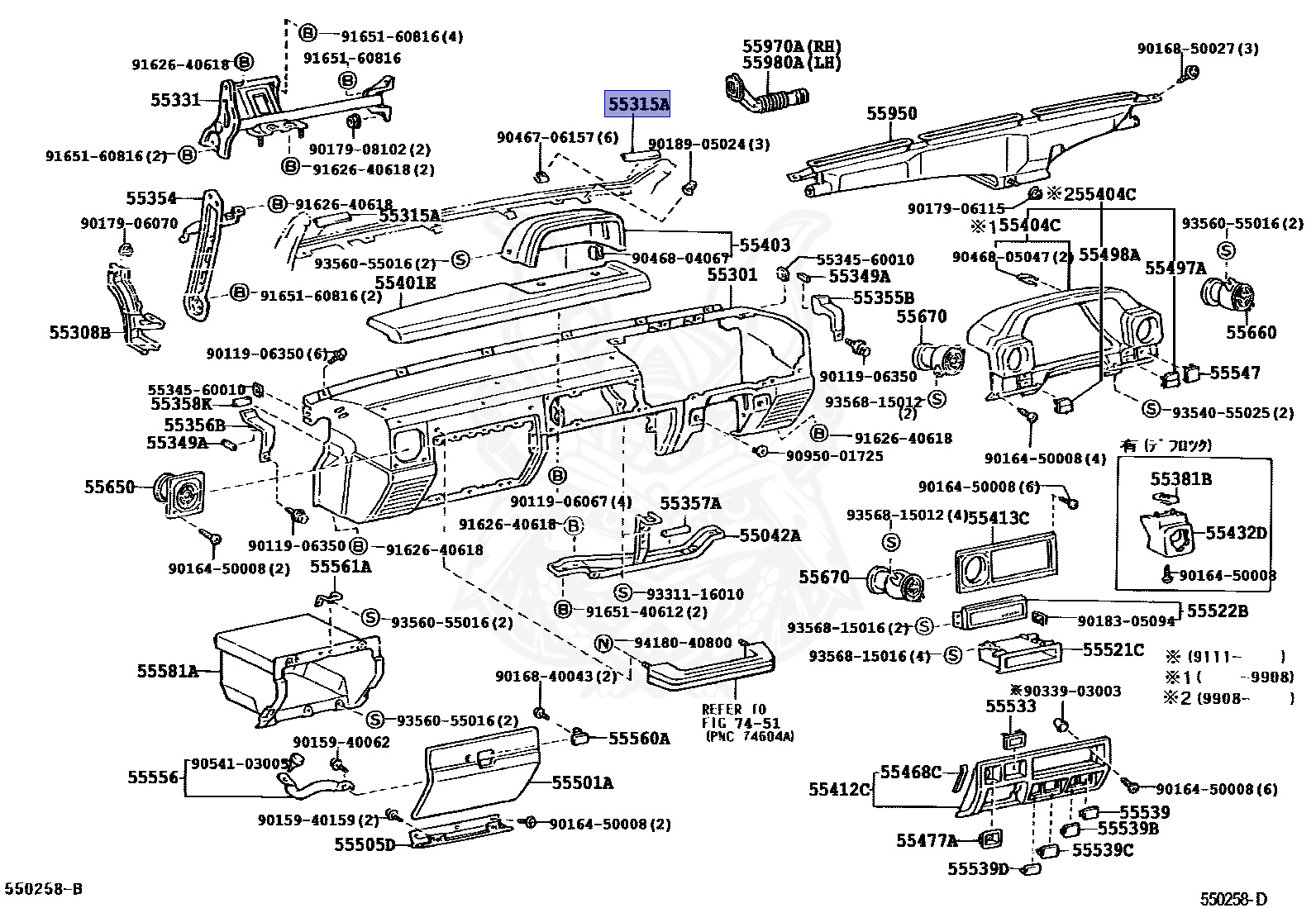 55315-60050 - Toyota - Spacer, Instrument Panel, No.1 - Nengun