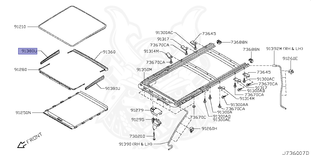 91380-JG01A - Nissan - Inner Assembly, Blind Rh - Nengun
