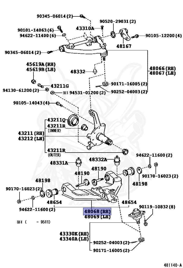 48068-26110 - Toyota - Arm Sub-assy, Front Suspension, Lower No. 1