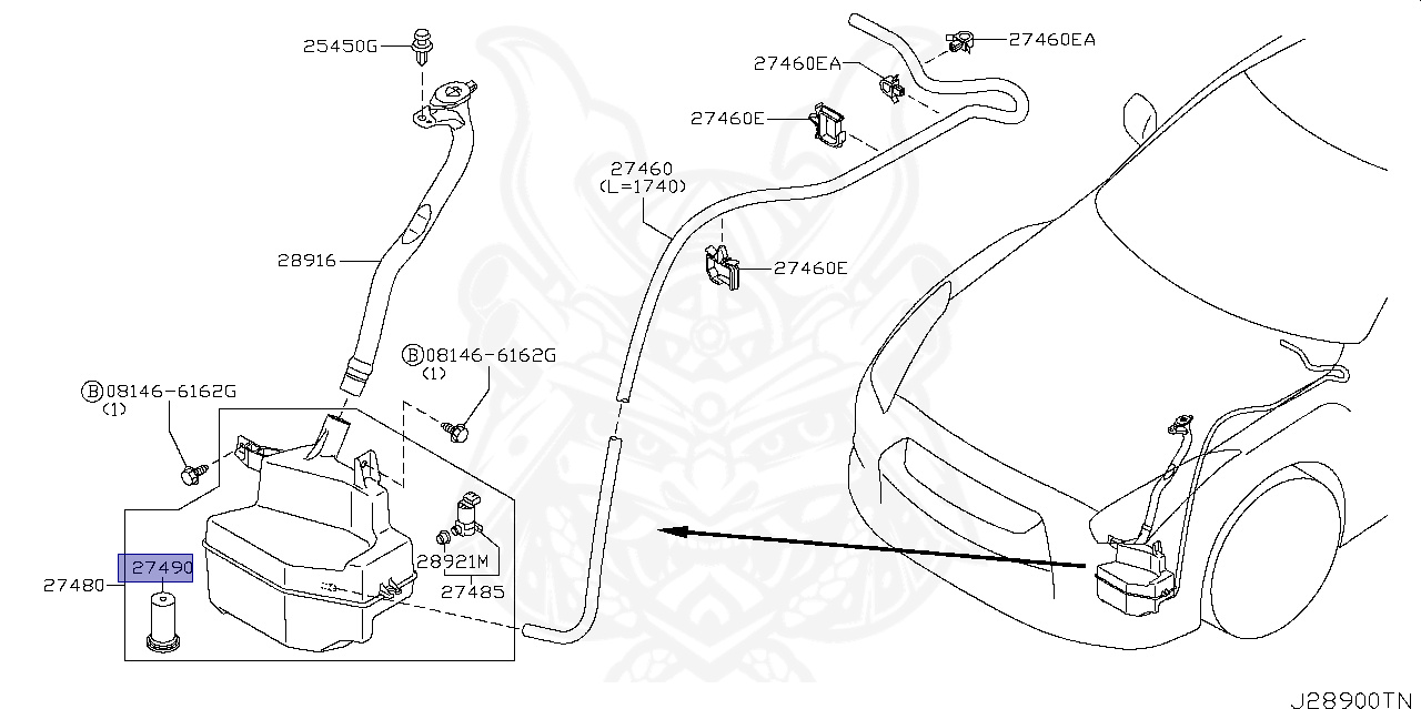 日産車　主要部品分解図 28911-1E400 - Nissan - Sensor Assembly - Nengun Performance