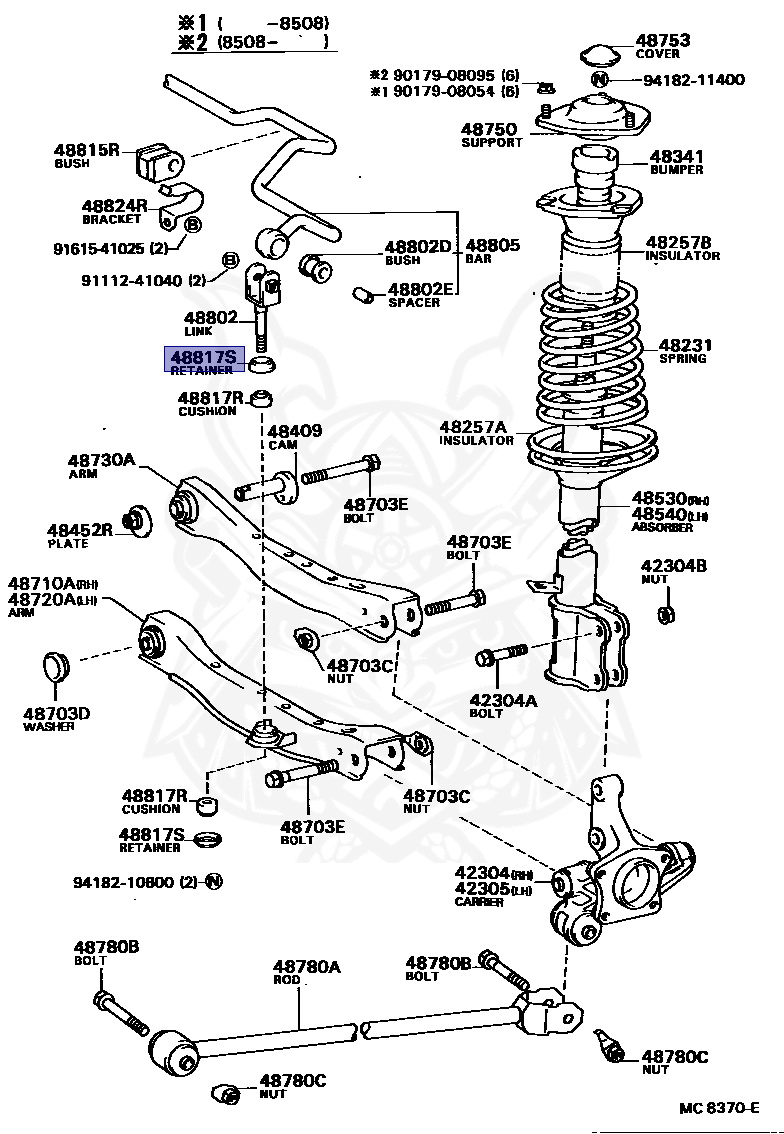 90948-02024 - Toyota - Retainer, Cushion, No.1(for Stabilizer Rear