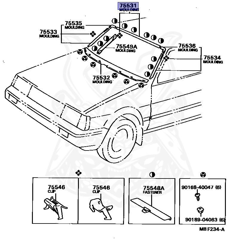 75531-12260 - Toyota - Moulding, Windshield, Outer Upper - Nengun