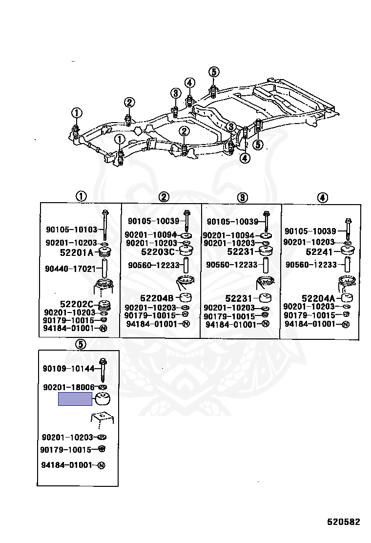 52204-60070 - Toyota - Cushion, Body Mount, No.5 Lower - Nengun