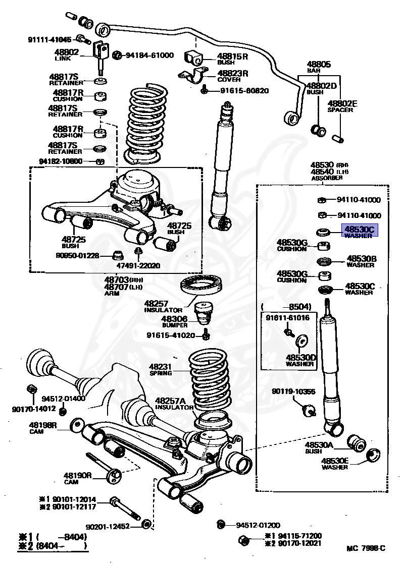 まっく 90948-02002 - Toyota - Washer, Rear Shock Absorber Cushion, No.1