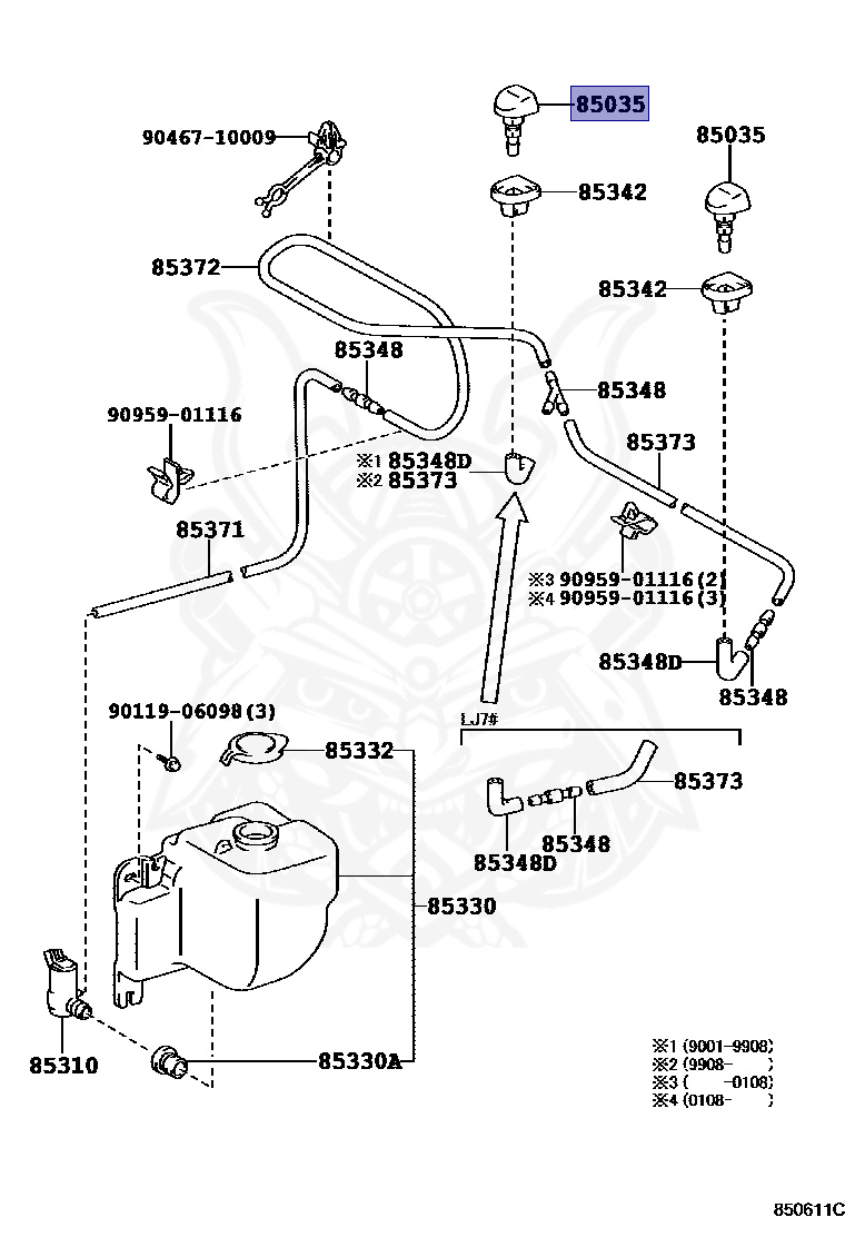 85035-90K00 - Toyota - NOZZLE, WINDSHIELD WASHER - Nengun Performance