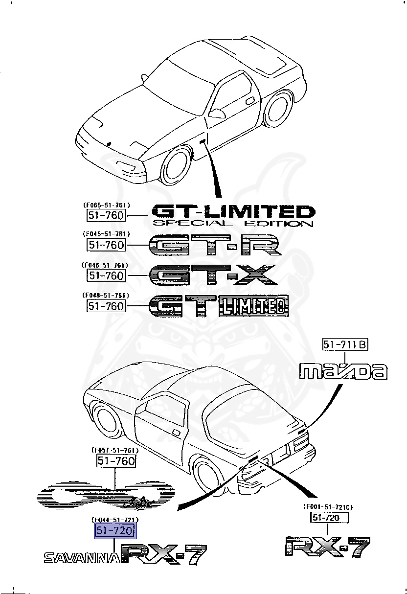 FD01-51-721C - Mazda - Rear Car Name Ornaments - Nengun Performance