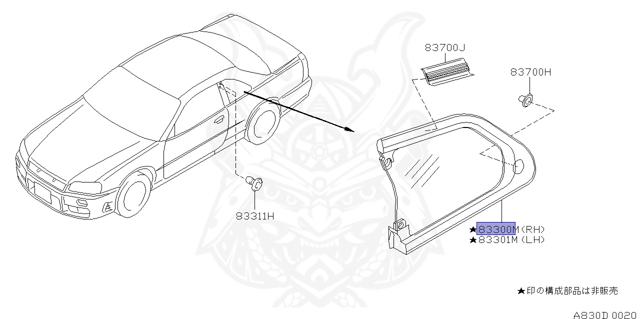 83306-AA110 - Nissan - Glass Assembly, Side Window Rh - Nengun