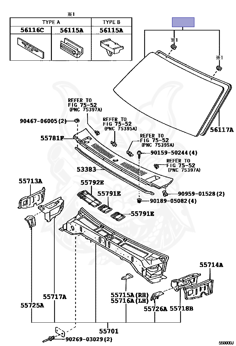 56111-60160 - Toyota - GLASS, WINDSHIELD - Nengun Performance