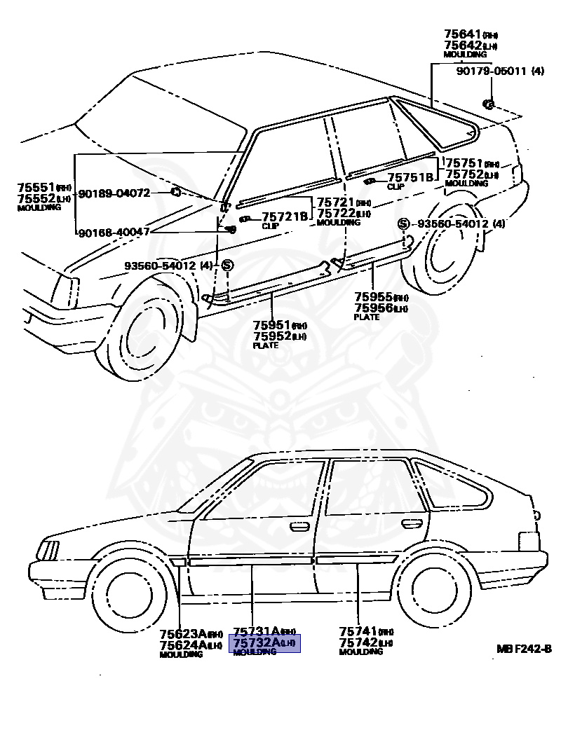 75732-12210-01 - Toyota - Moulding, Front Door, Outside Lh