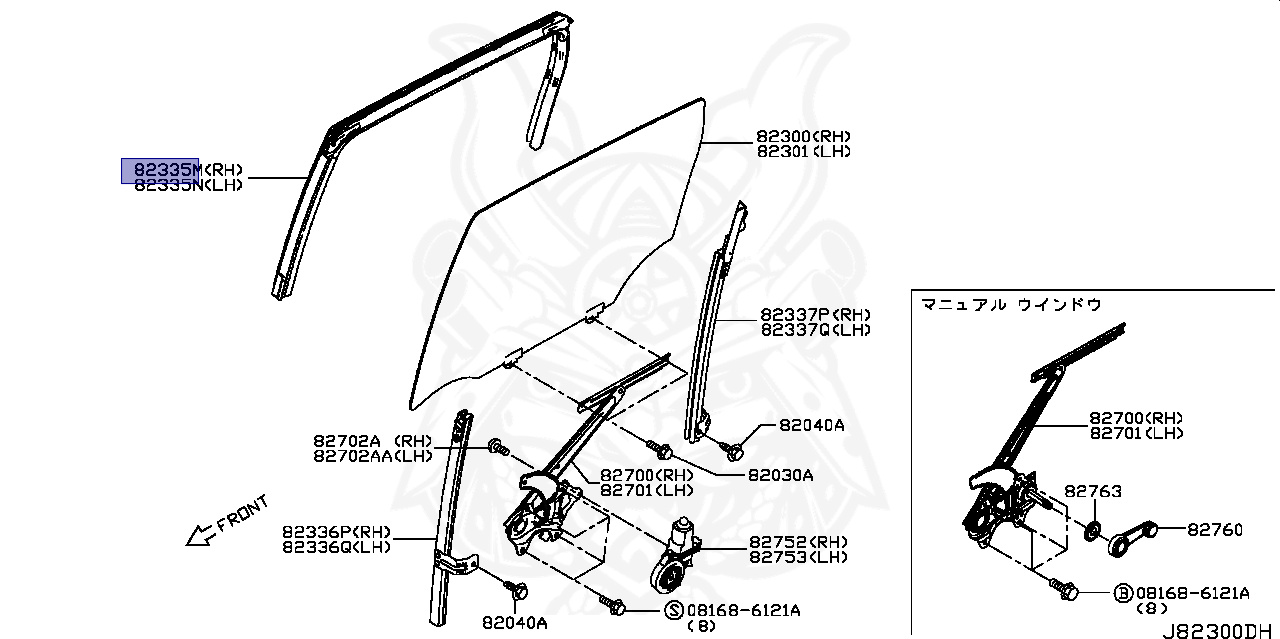 82330-3VA0B - Nissan - Rear Door Window Glass Rubber, RH - Nengun