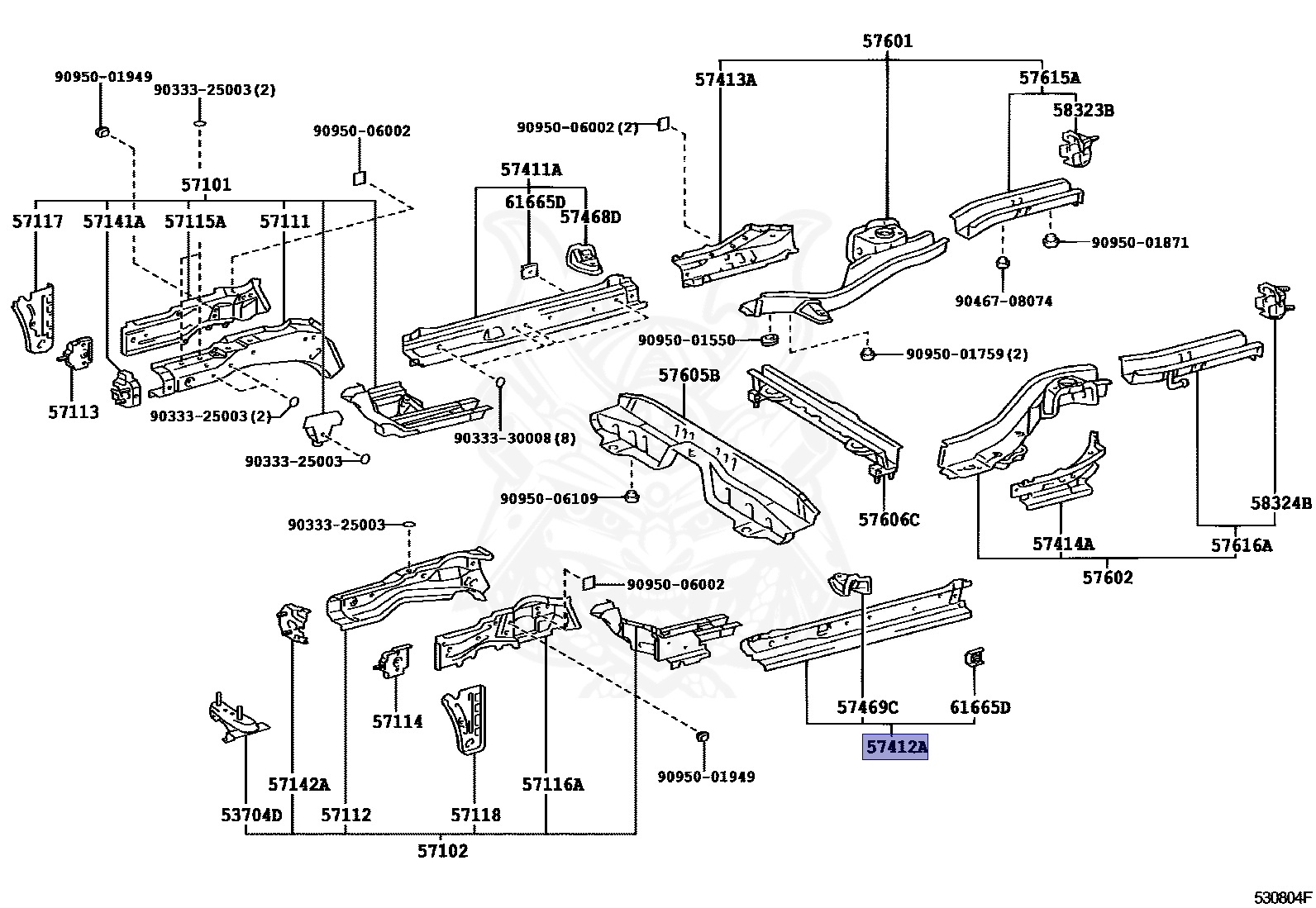 57402-20420 - Toyota - FLOOR SIDE INNER MEMBER, LH - Nengun
