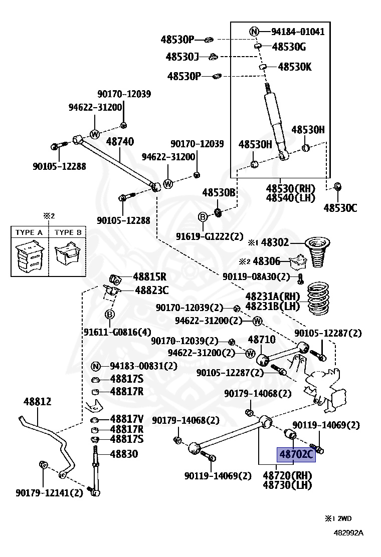 48702-35070 - Toyota - BUSH SUB-ASSY, LOWER CONTROL ARM - Nengun
