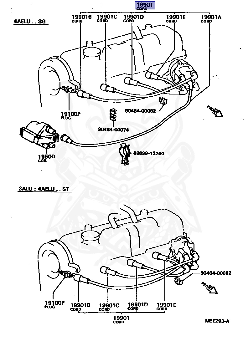90919-22105 - Toyota - COIL & SPARK CORD SET w/ RESISTIVE - Nengun