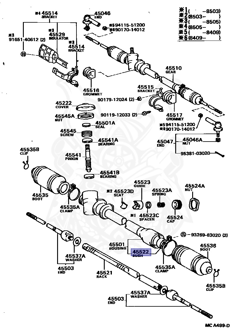 4552217020 Genuine Toyota BUSH, STEERING RACK 45522-17020 | eBay