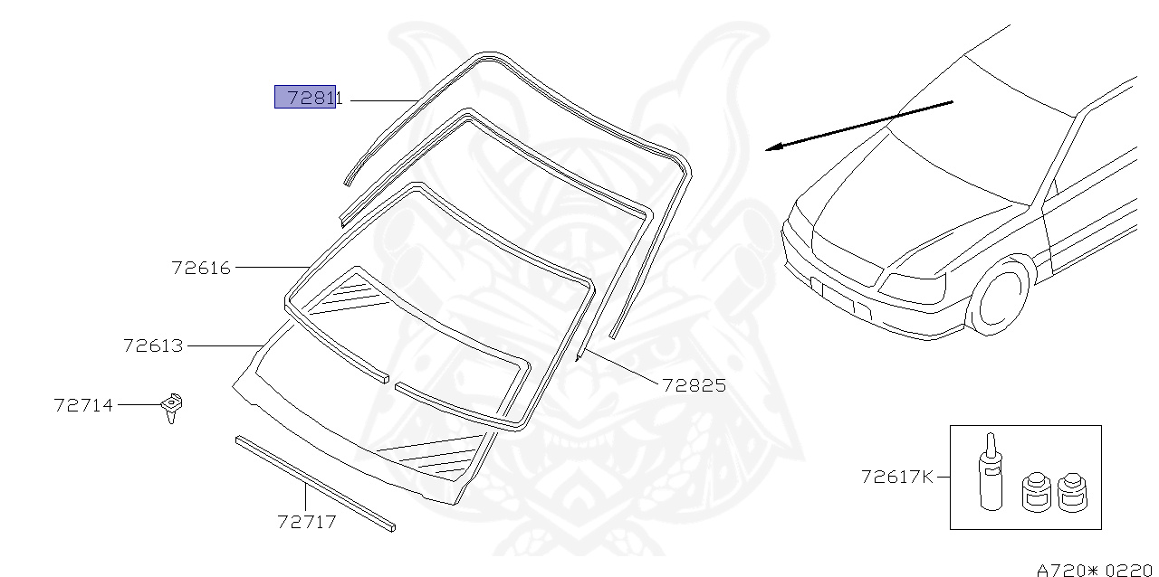 72752-0V010 - Nissan - Molding, Windshield Upper Center