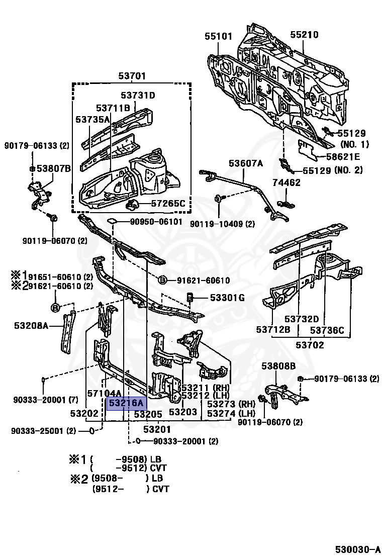 53216-20200 - Toyota - Upper Radiator Support - Nengun Performance
