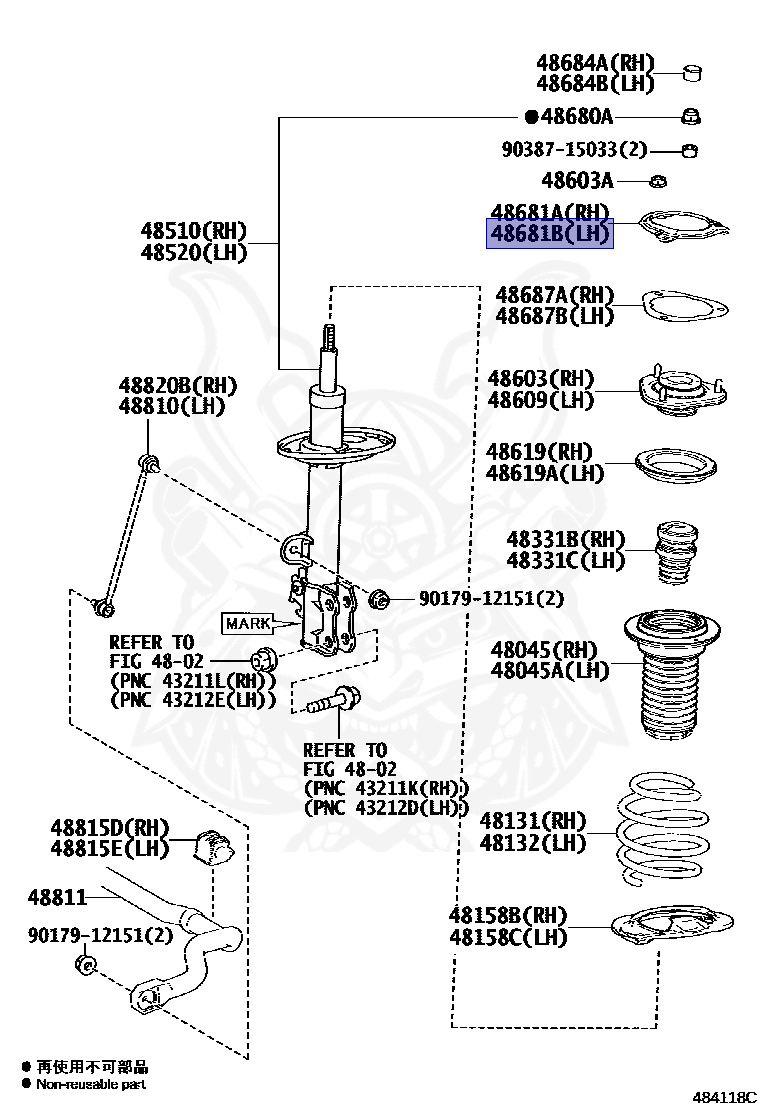 48681-28020 - Toyota - Front Suspension Support Gasket, Lh