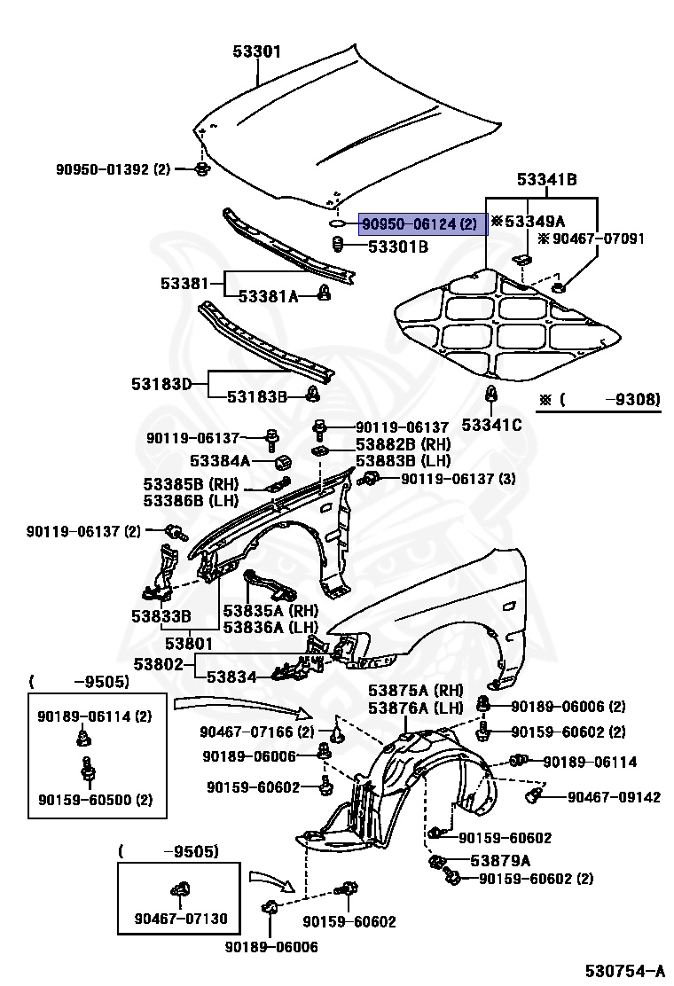 。 HOOD & FRONT FENDER / toyota | part list｜JP-CarParts.com